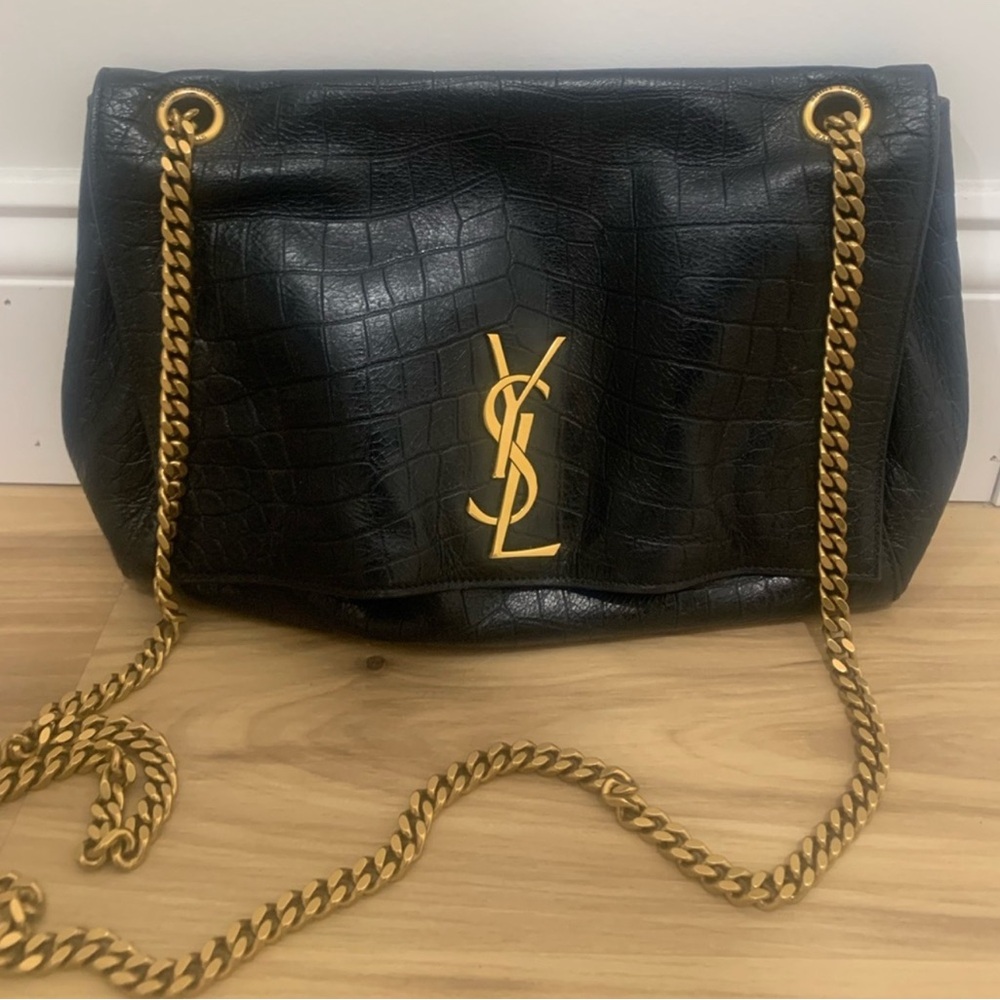 Yves Saint Laurent Black and Gold Chain Bag